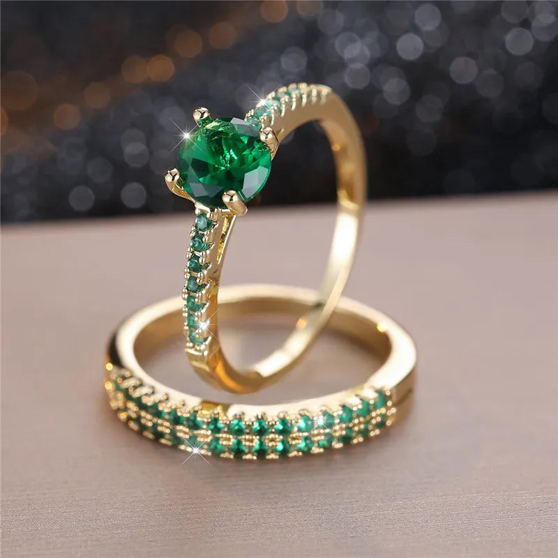 Verdant Gemstone Ring Set