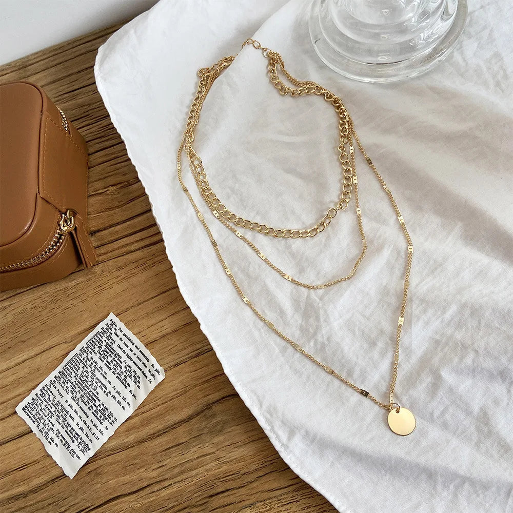 Luxury multi-layer coin necklace