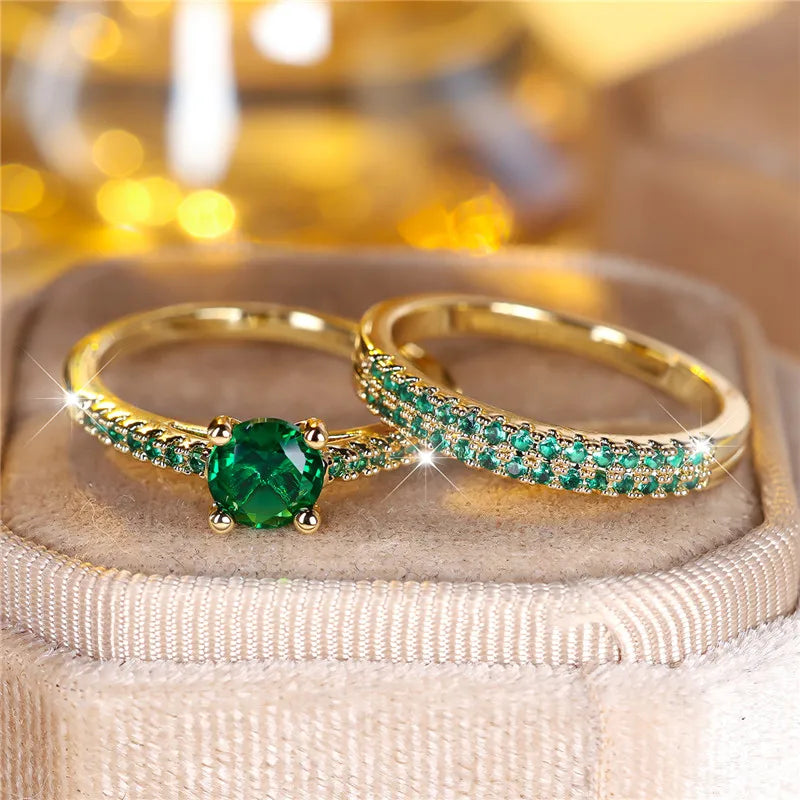 Verdant Gemstone Ring Set